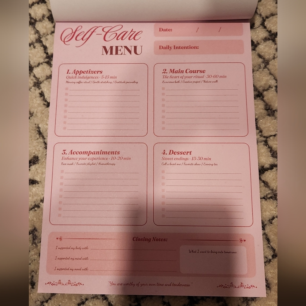 The Daily Grind Self Care Menu Notepad New - Picture 2 of 2